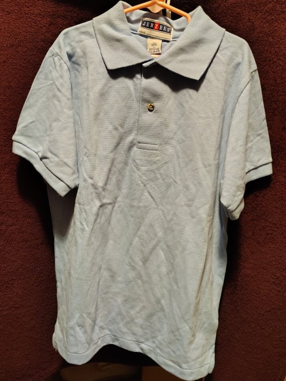 Kids Boys 'Jerzees' Light Blue Uniform Shirt Short Sleeve Size Large